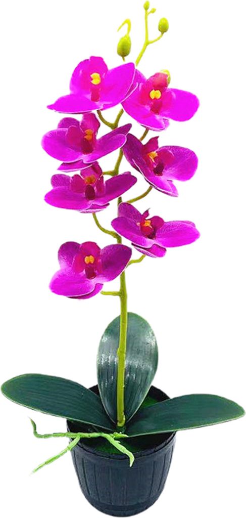 1 Set künstliche Orchideen Blumen Topf natürlich aussehende Kunststoff Vitrine Regal Nachahmung Topfpflanze Wohnkultur-Lila