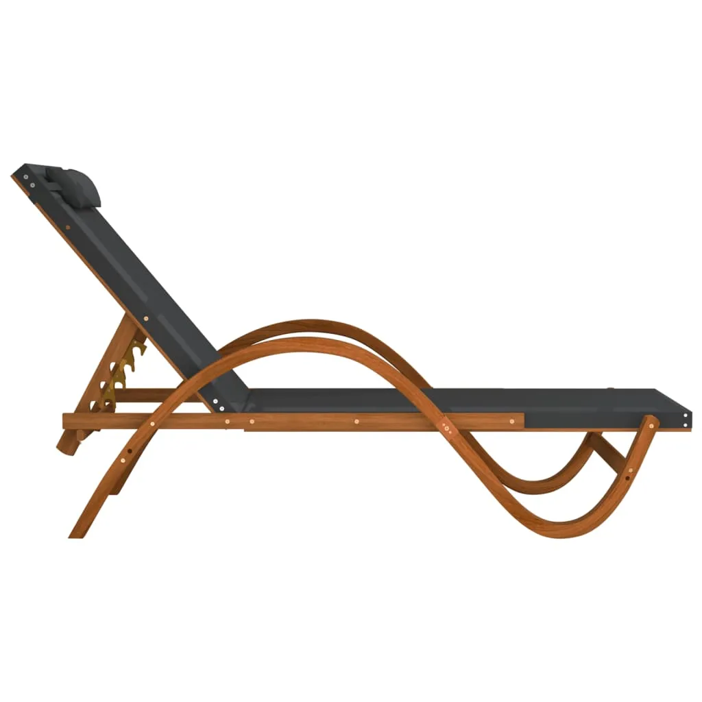 Chaise longue robuste en bois et textilène gris pour un confort durable