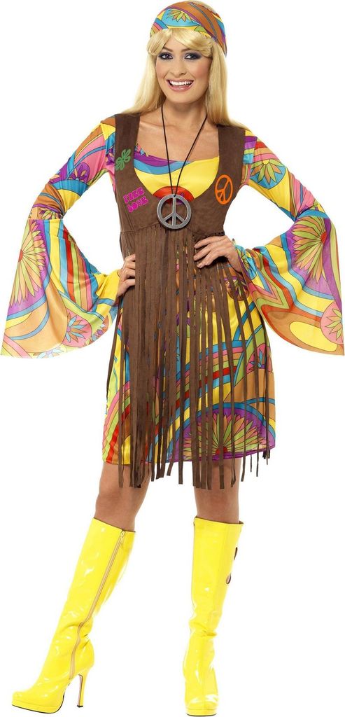 Hippie Kostüm Kleid Karneval Faschingskostüm Damen Größe: S