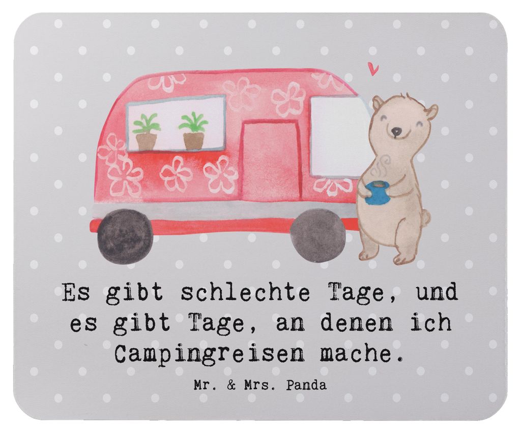 Mr. & Mrs. Panda Mauspad Bär Camper - Grau Pastell - Geschenk, Mouse Pad, Campingplatz, pc mousepad, laptop, Wohnmobil, Sport, Roadtrip, Urlaub, m...
