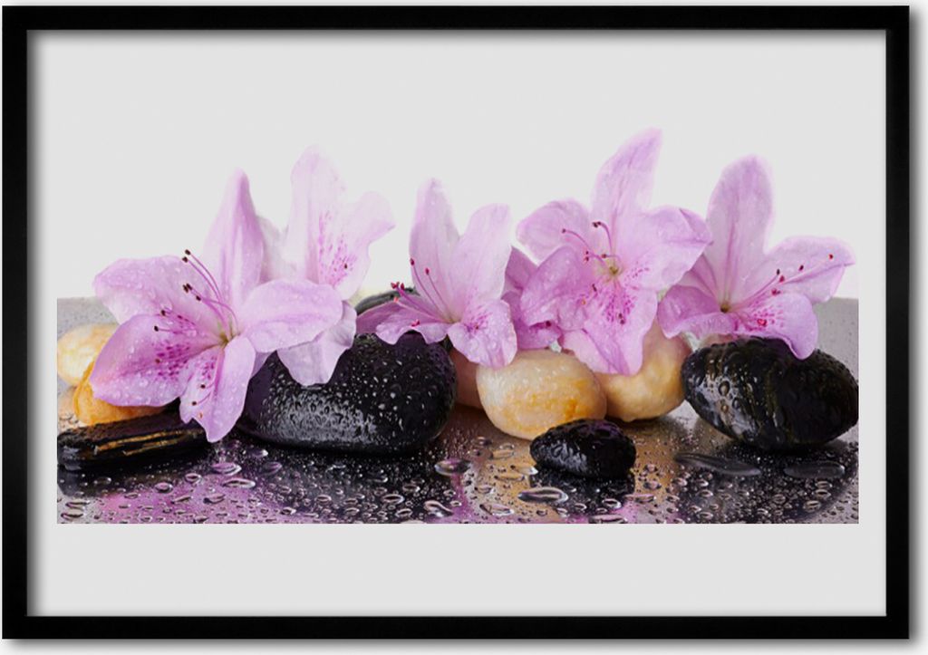 Bild 70x50 MDF-Rahmen Wandkunst Rosafarbene Lilienblume