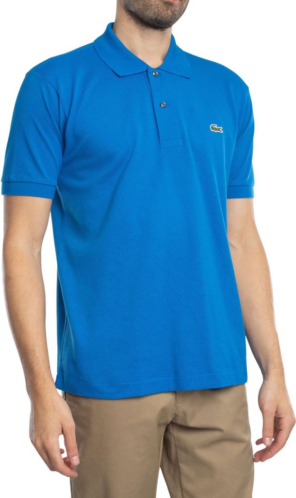 Lacoste Polo blau einfarbig Baumwoll-Piqué Produktbild 