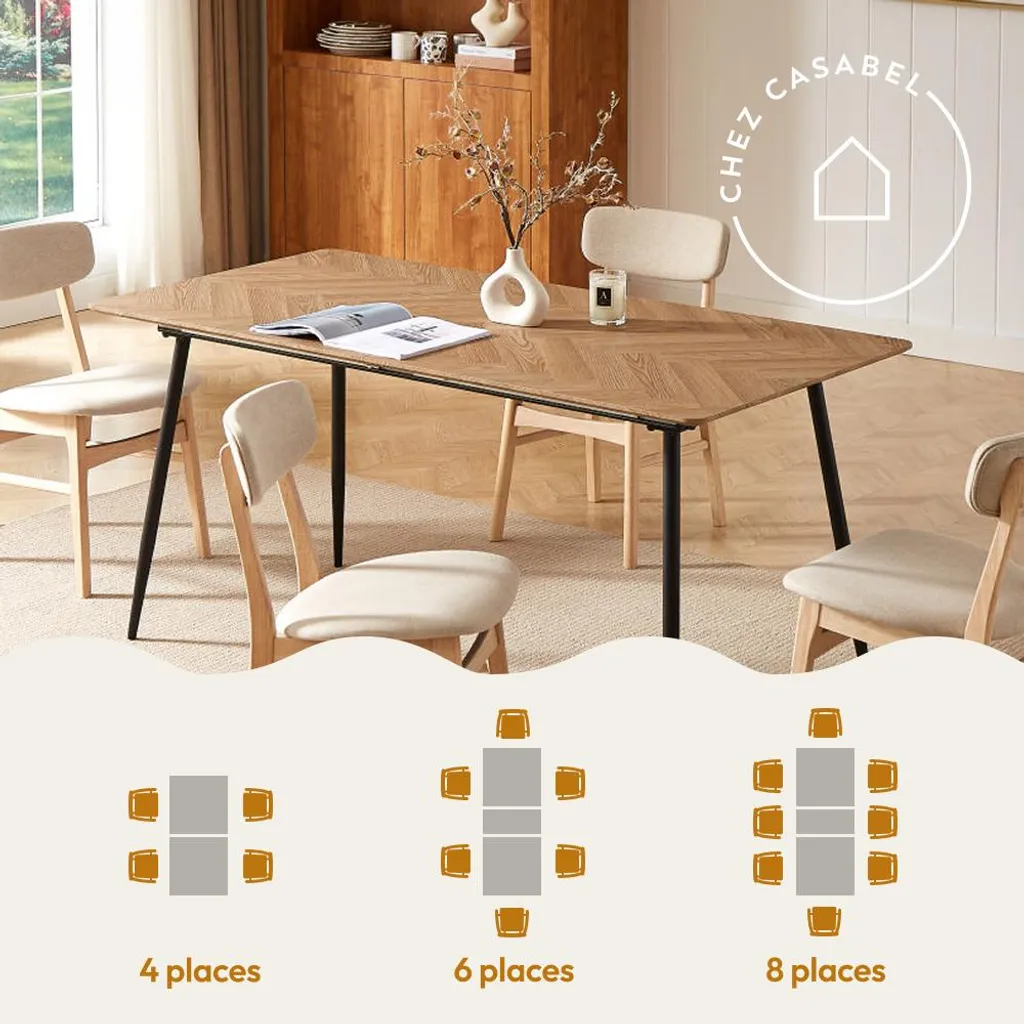 Grande Table à Manger Extensible 6 à 8 Personnes Style Industriel Chic - 5
