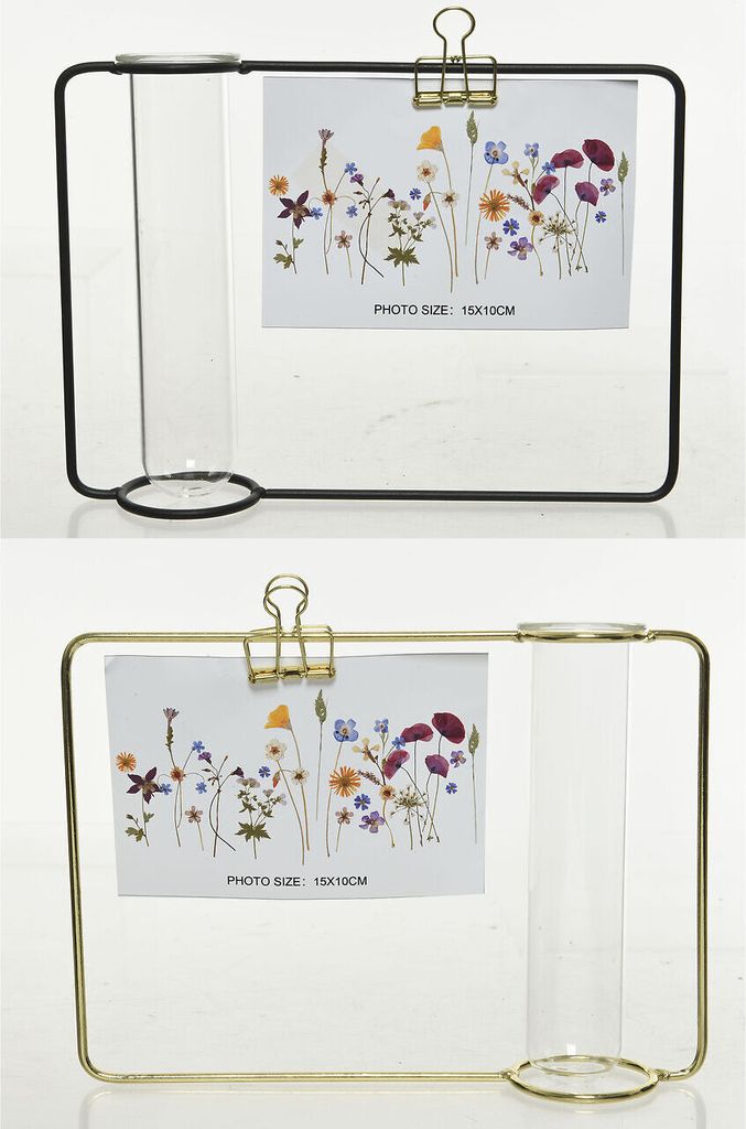 Bilderrahmen Fotorahmen Metall Vase Gold Schwarz H 18 cm - Stückpreis