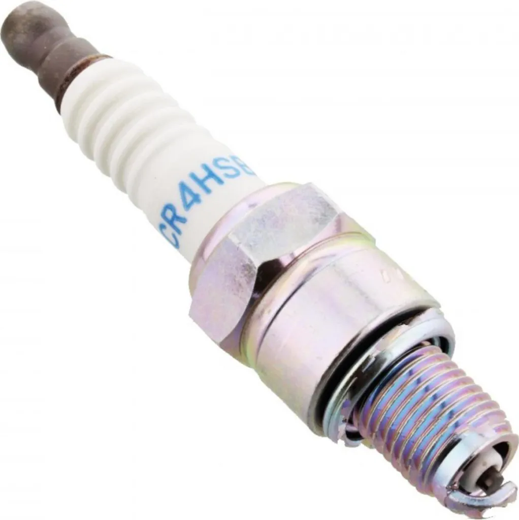 Set di candele di accensione NGK 4x CR4HSB con soppressione delle interferenze, filettatura corta 12,7mm Ø 10,0mm esagono 16,0mm, distanza tra gli elettrodi 0,75mm, potere calorifico 4, dado di raccordo SAE fisso, 4695 - 1