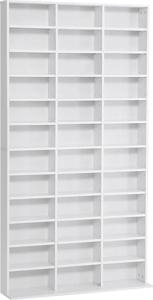 Étagère de rangement CD et DVD blanche grand format pour salon
