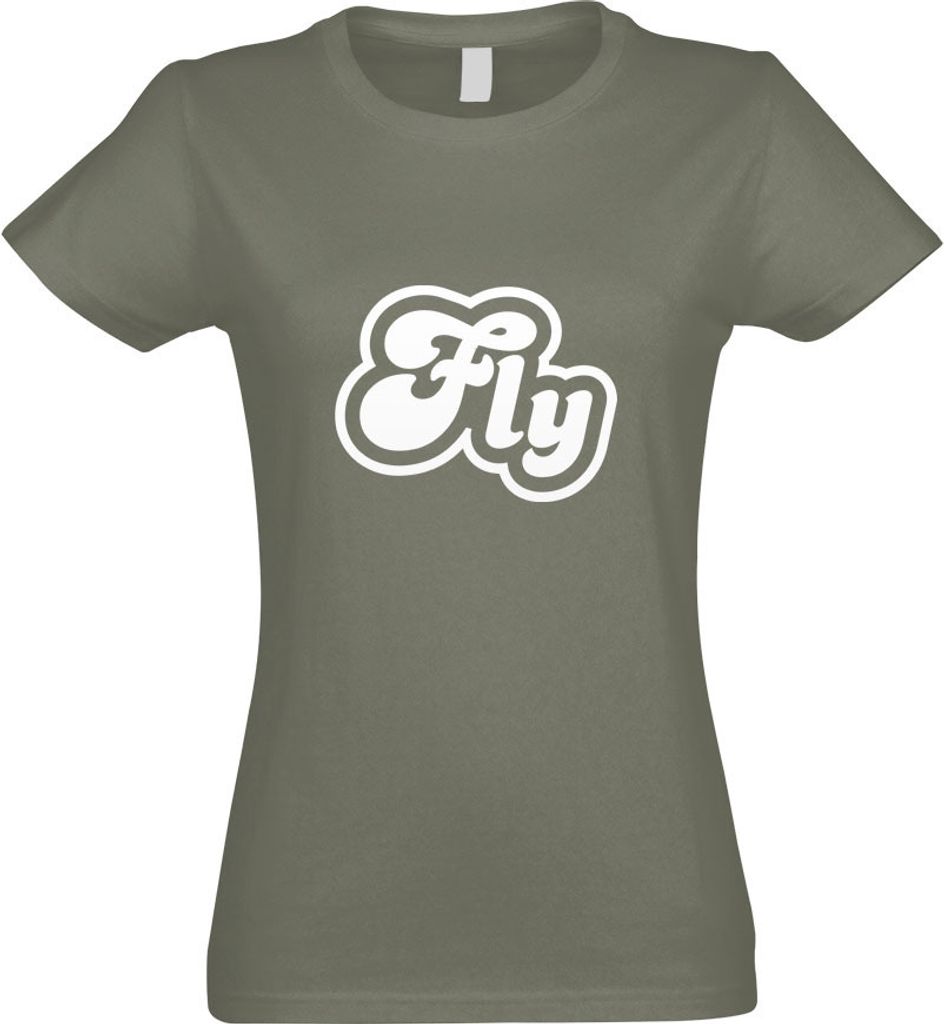 Kiwistar - T-Shirt tailliert - Damen - Olive - Fly Sein - mit Motiv Bedruckt - Funshirt Design - Sport - Freizeit - Damen - S