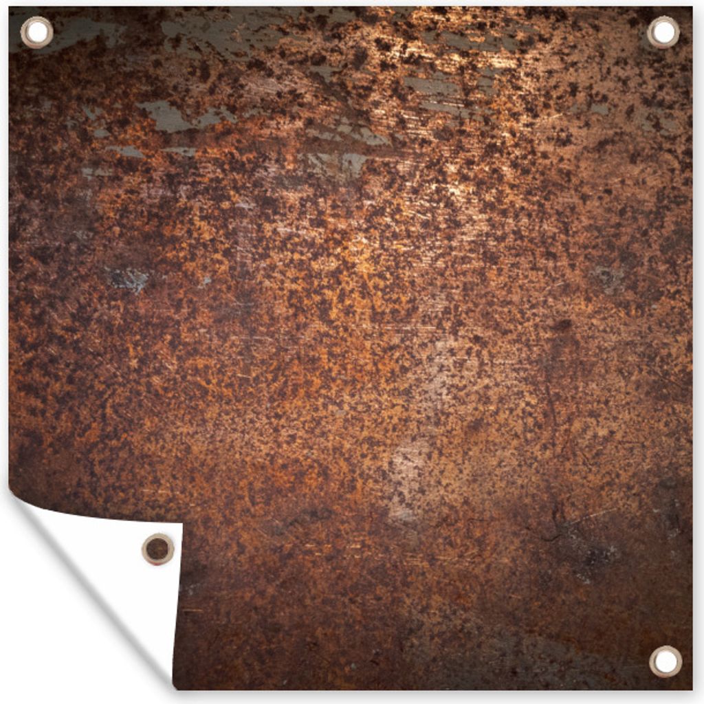 MuchoWow 100x100 cm Outdoor-Poster Gartendeko Sichtschutz Garten Poster für den Garten Stahl - Rost - Bronze - Struktur