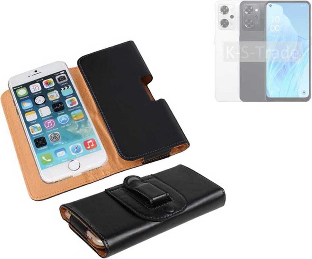 K-S-Trade Schützhülle Handyhülle kompatibel mit Oppo Reno9 A Holster Gürtel Tasche Schutzhülle Handy-Tasche Smartphone Case Seitentasche schwarz