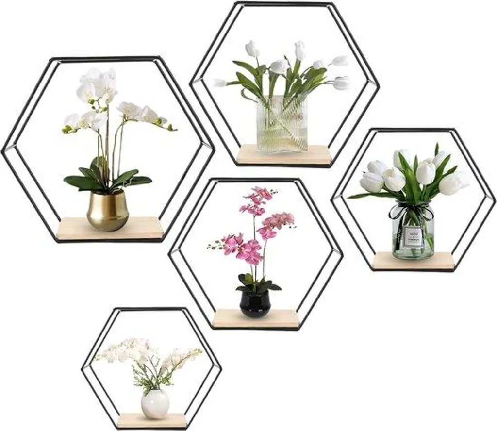 Tableau en Métal Design Noir 5 Panneaux pour Décoration Murale Maison
