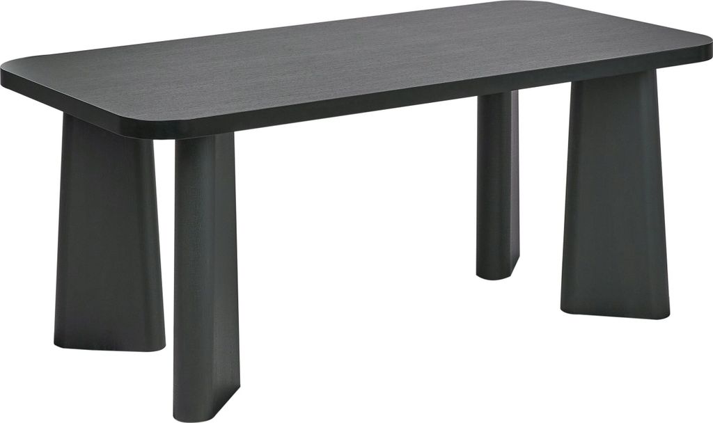 BELIANI Esstisch Schwarz 180 x 90 cm MDF Tischplatte Stahl Beine Abgerundete Ecken Minimalistischer Stil Modernes Design Esszimmermöbel