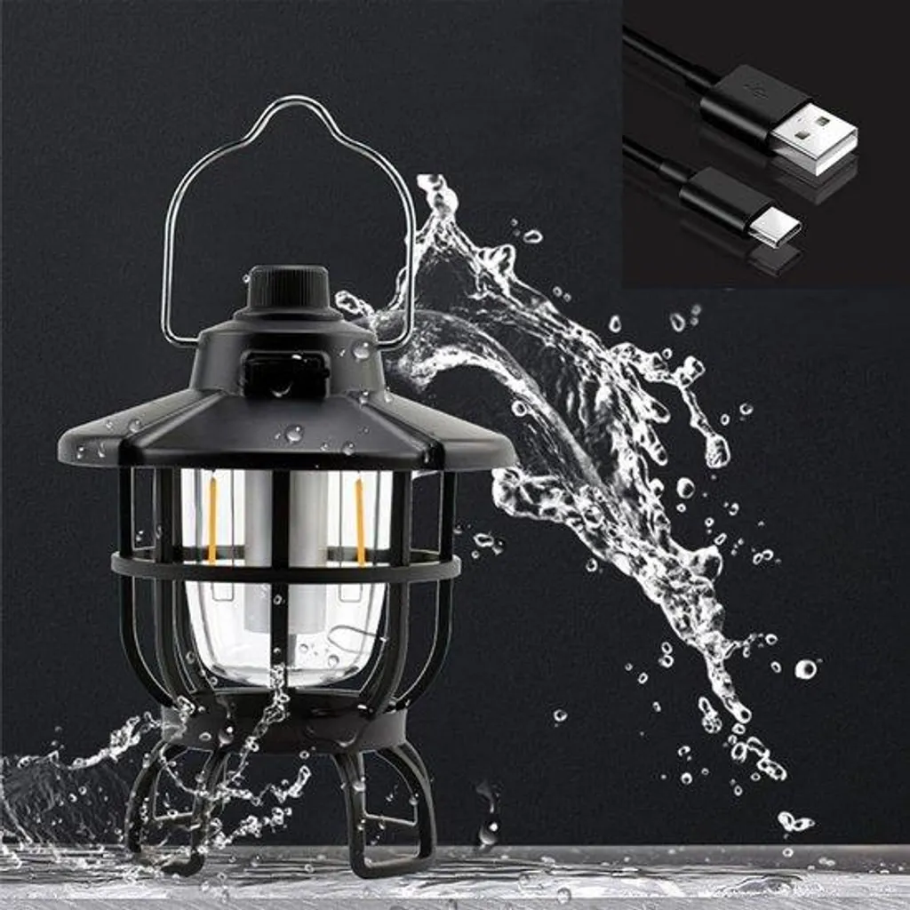 Lanterne de camping LED rechargeable IPX4 avec mode SOS et variateur