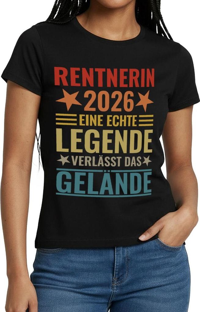Spreadshirt Rentnerin 2026 Echte Legende verlässt das Gelände Frauen T-Shirt, XXL, Schwarz