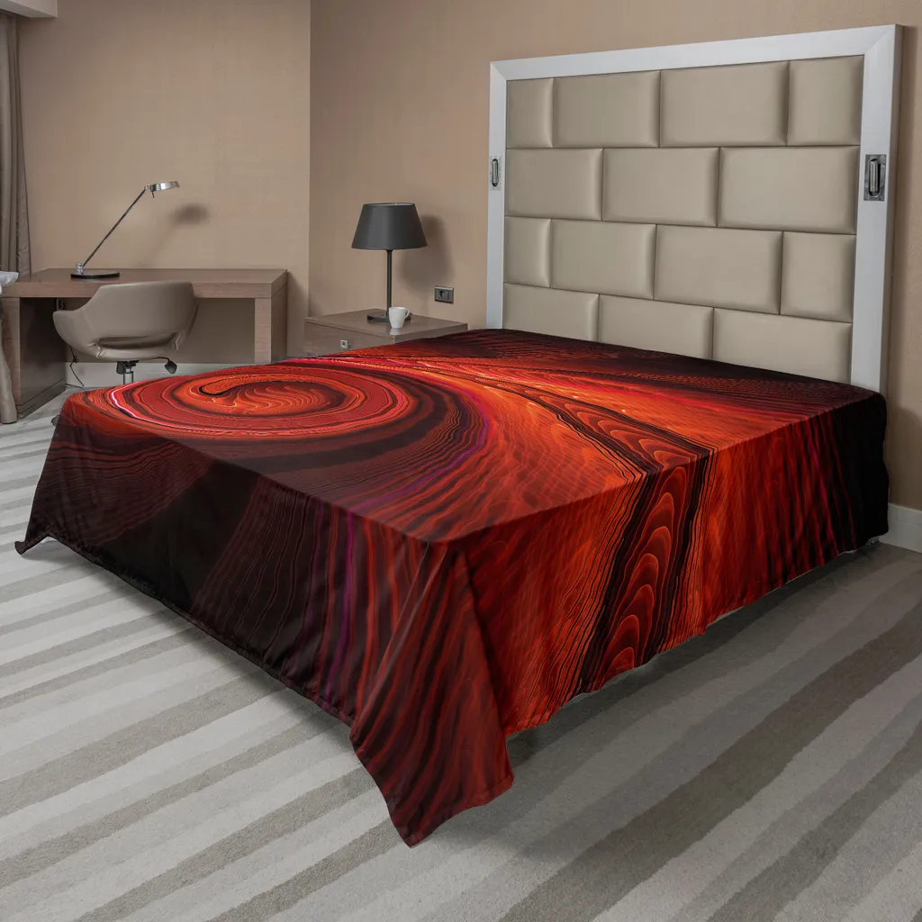 Drap de Lit Rouge Anti-Pli et Doux 266x260 cm Motif Spirale Durable