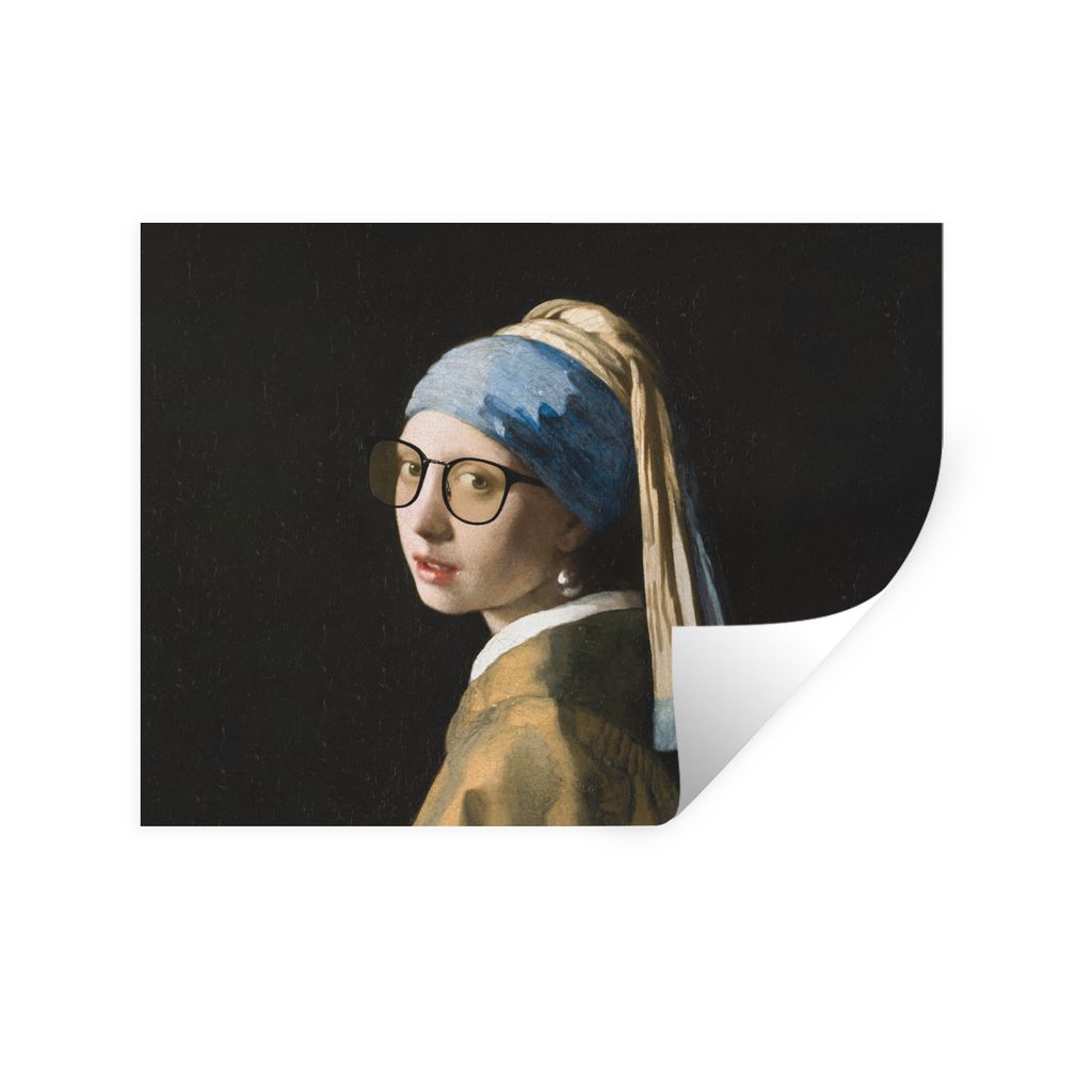 MuchoWow Wandtattoo Wandsticker Wandaufkleber Das Mädchen mit dem Perlenohrring - Johannes Vermeer - Brillen 160x120 cm Selbstklebend und Reposi...