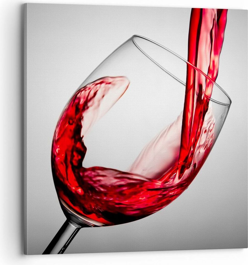 Bild auf Leinwand - Leinwandbild - Trinken glas wein - 70x70cm - Wand Bild - Wanddeko - Wandbilder - Leinwanddruck - Bilder - Kunstdruck - Wanddeko...