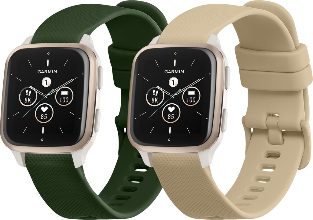 kwmobile 2x Sportarmband kompatibel mit Garmin Venu Sq 2 Music / Sq 2 / Vivoactive 6 / Vivoactive 5 Armband - Fitnesstracker Band Set aus TPU Silikon