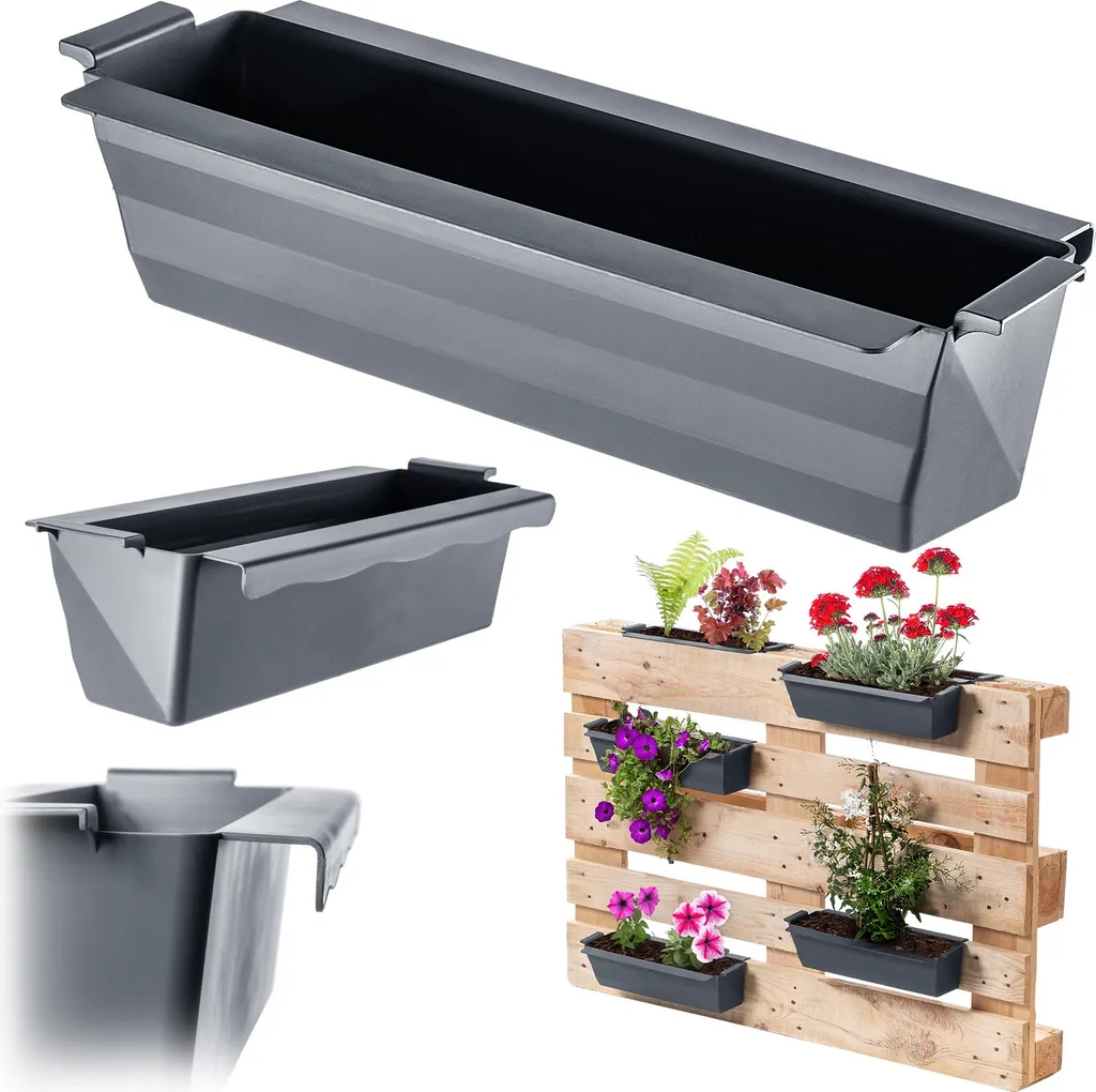 Bac à plantes pour palette résistant aux intempéries anthracite 6x