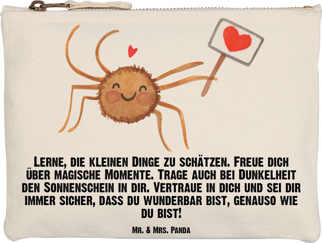 Mr. & Mrs. Panda Mäppchen Spinne Agathe Motivation Grösse XL Große - Weiß - Geschenk, Vertrauen, Kulturtasche, Beauty Bag, Etui, kosmetiktäsch...