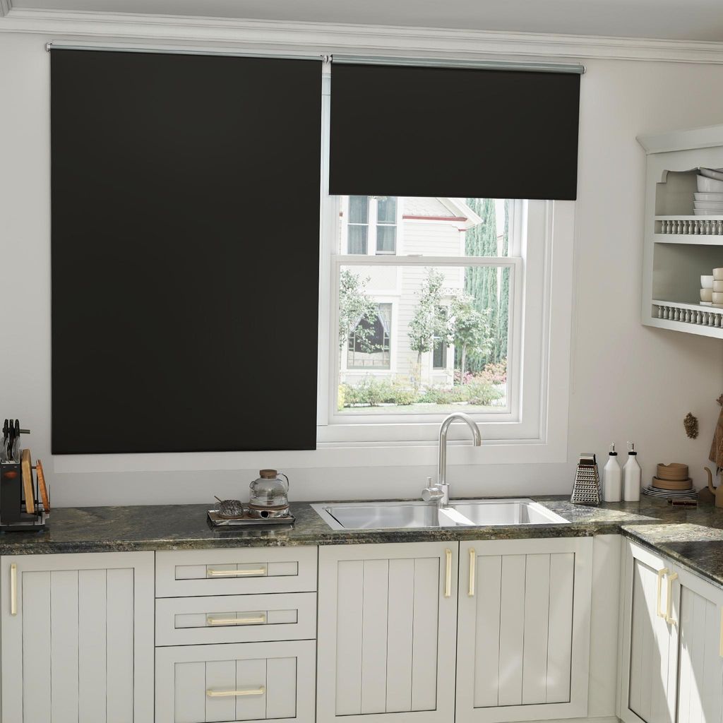 TRMLBE Verdunkelungsrollo 100x160cm ohne Bohren Außenrollo mit 140cm Perlenseils Fensterrollo Seitenzugrollo Klemmrollo für Fenster & Tür, Schwarz
