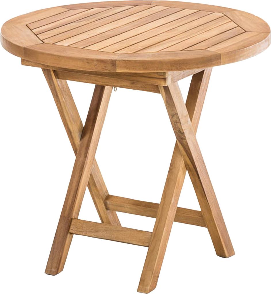 CLP Teakholz Beistelltisch, klappbarer Gartentisch Maharao, Tisch rund, wetterfest,teak