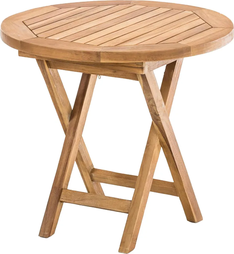 Guéridon rond Moon en bois de teck marron - Table d'appoint artisanale
