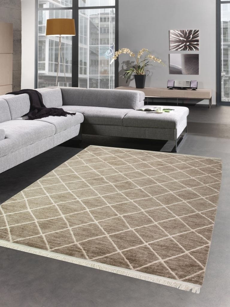 Teppich Orientteppich Kelim Raute beige creme Größe - 120x170 cm