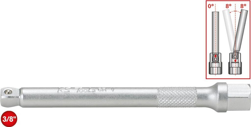 KS TOOLS 911.3911-E 3/8" Kipp-Verlängerung, 75mm, auf Hänger