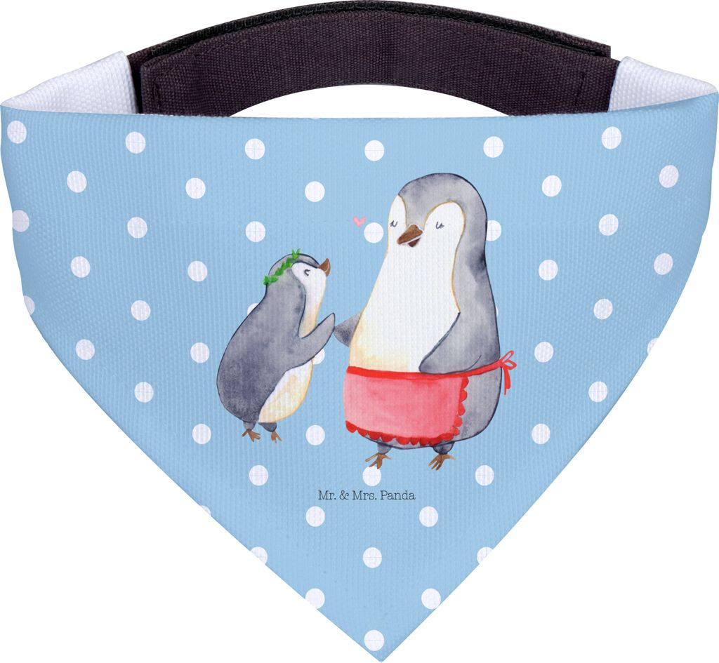 Mr. & Mrs. Panda Bandana Pinguin mit Kind - Blau Pastell - Geschenk, Mama, Mutter, Muttertag, Vorbild, Familie, Hunde Halstuch, Lieblingsmensch, Dr...