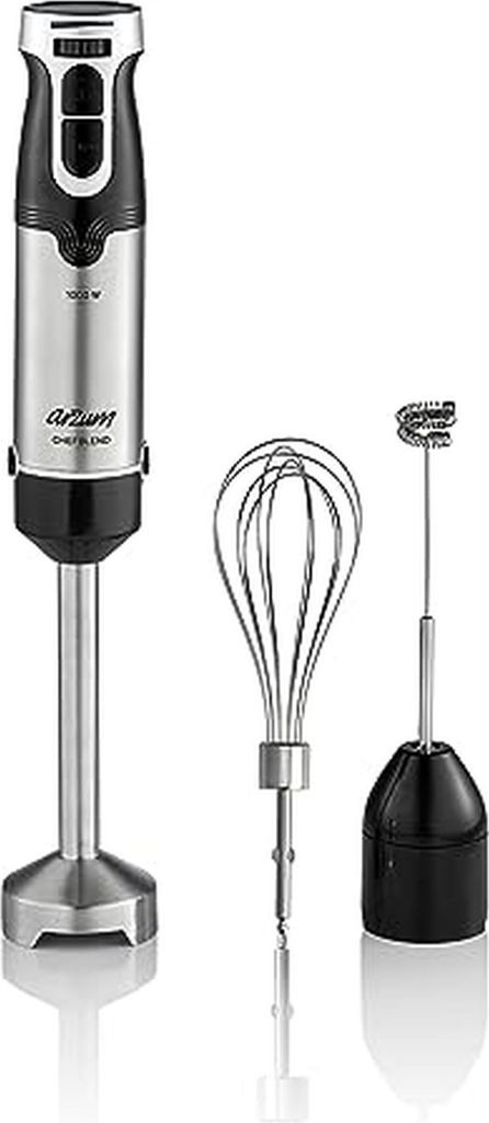 Arzum AR1160 Chefblend 1000-Watt Stabmixer-Set mit drei Aufsätzen Silber-Schwarz