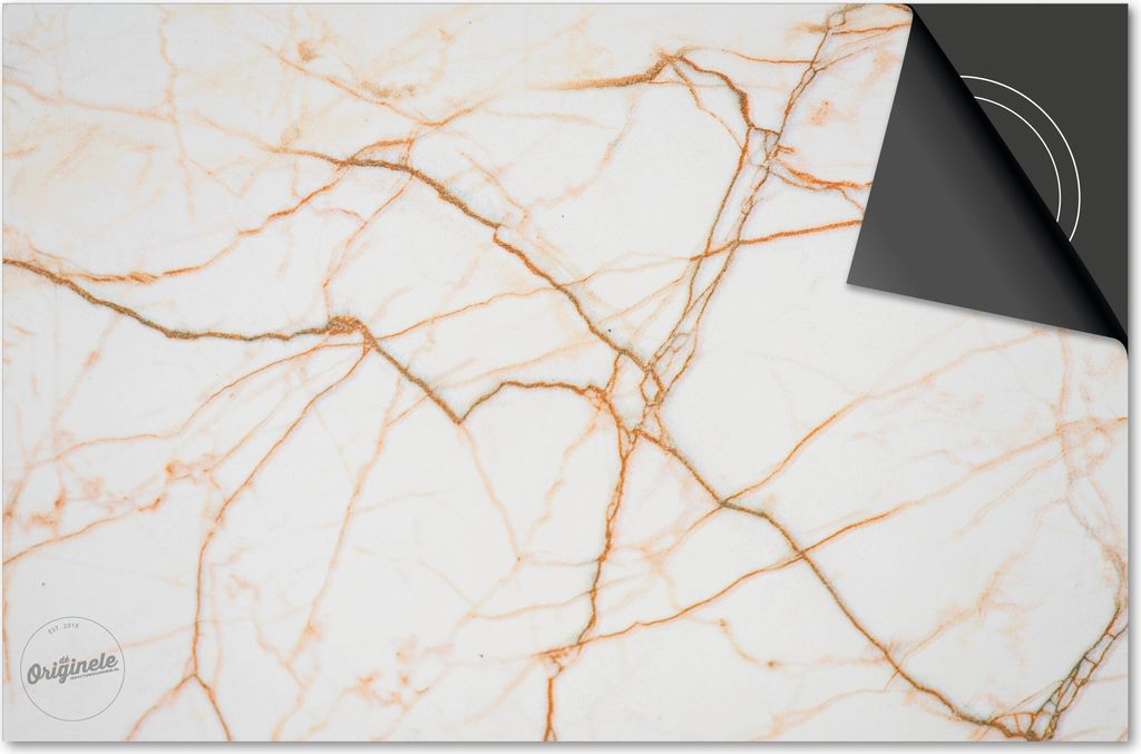 Induktionsschutz 71x52 - abdeckplatte Induktion matt- Dietrix Kochfeldschutz- Base - Marmor - Weiß Gold Orange