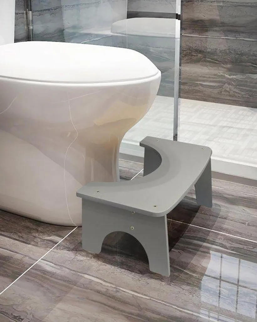 Barre d'appui de WC ergonomique en bambou gris coudée 35 degrés