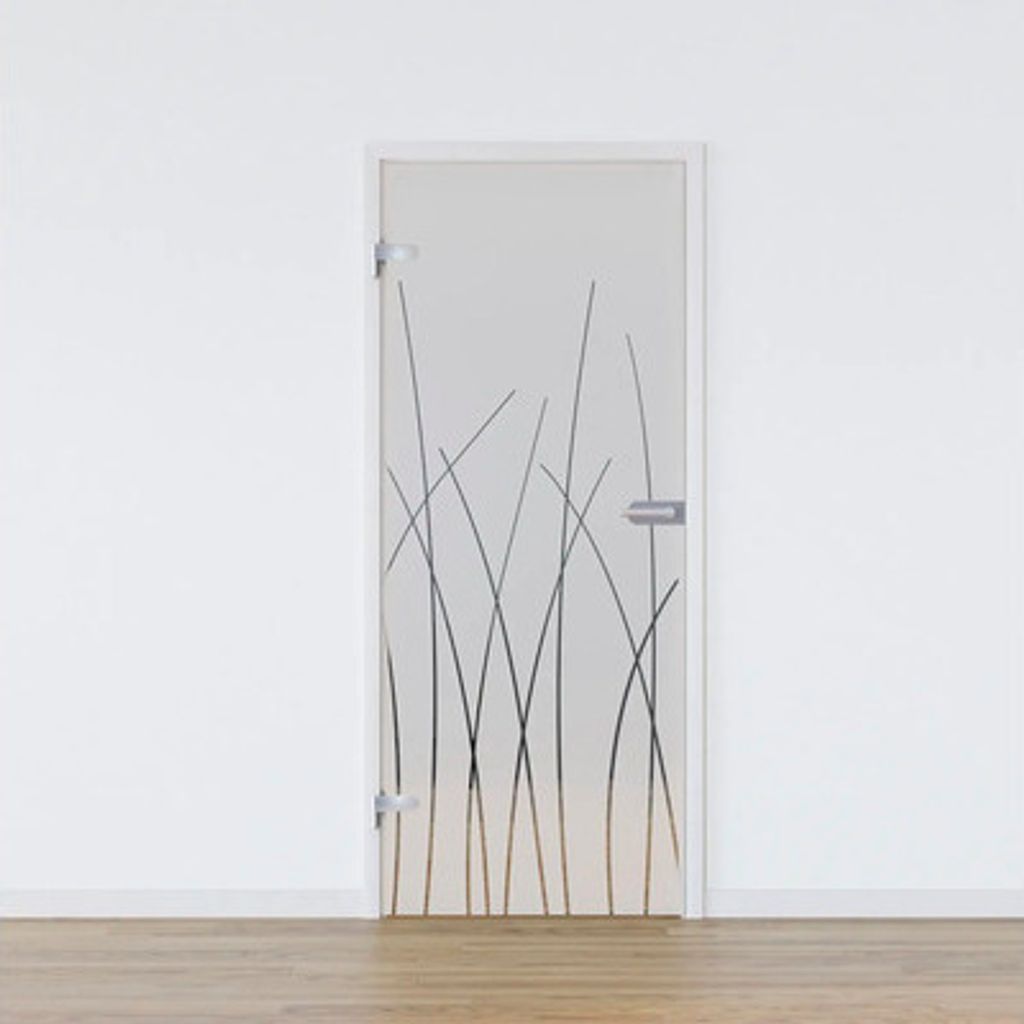 Pertura Glastür Komplettset Glera Reeds 02 834x1972x8 mm Links inkl. Studio Beschlag Edelstahl unverschließbar