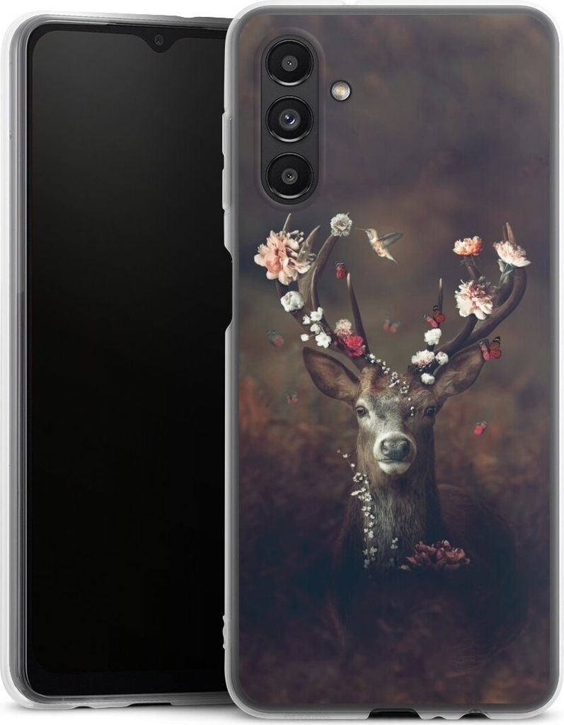 DeinDesign Handyhülle für Samsung Galaxy A13 5G Silikon Hülle Case Smartphone Schutzhülle Blumen Rehe Rentier