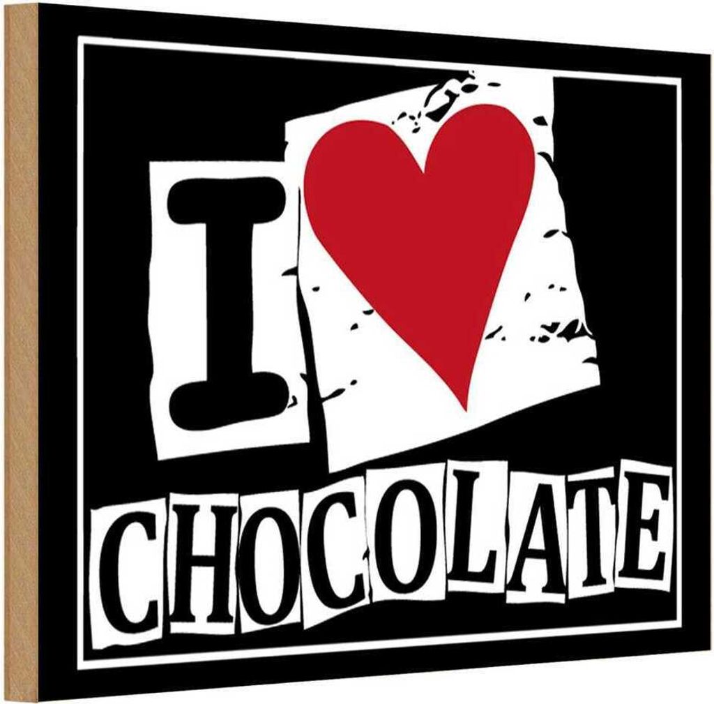 vianmo Holzschild 12x18 cm I Love Chocolate Herz Spruch Zitat
