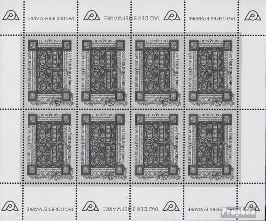 Briefmarken Österreich 1992 Mi 2066S Klb Kleinbogen (kompl.Ausg.) Schwarzdruck postfrisch Tag d.Briefmarke
