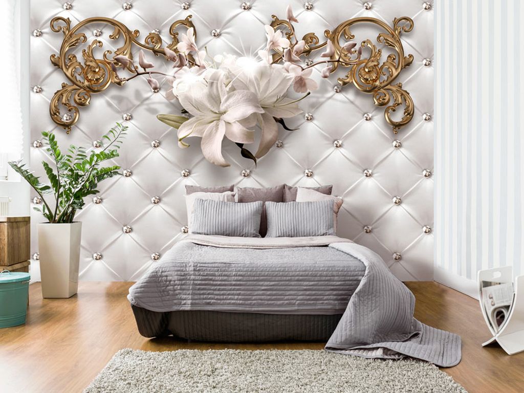 Vlies Fototapete Leder-Optik 400x280 cm Tapeten Wandtapete XXL Wand - Blumen Abstrakt f-C-0150-a-a
