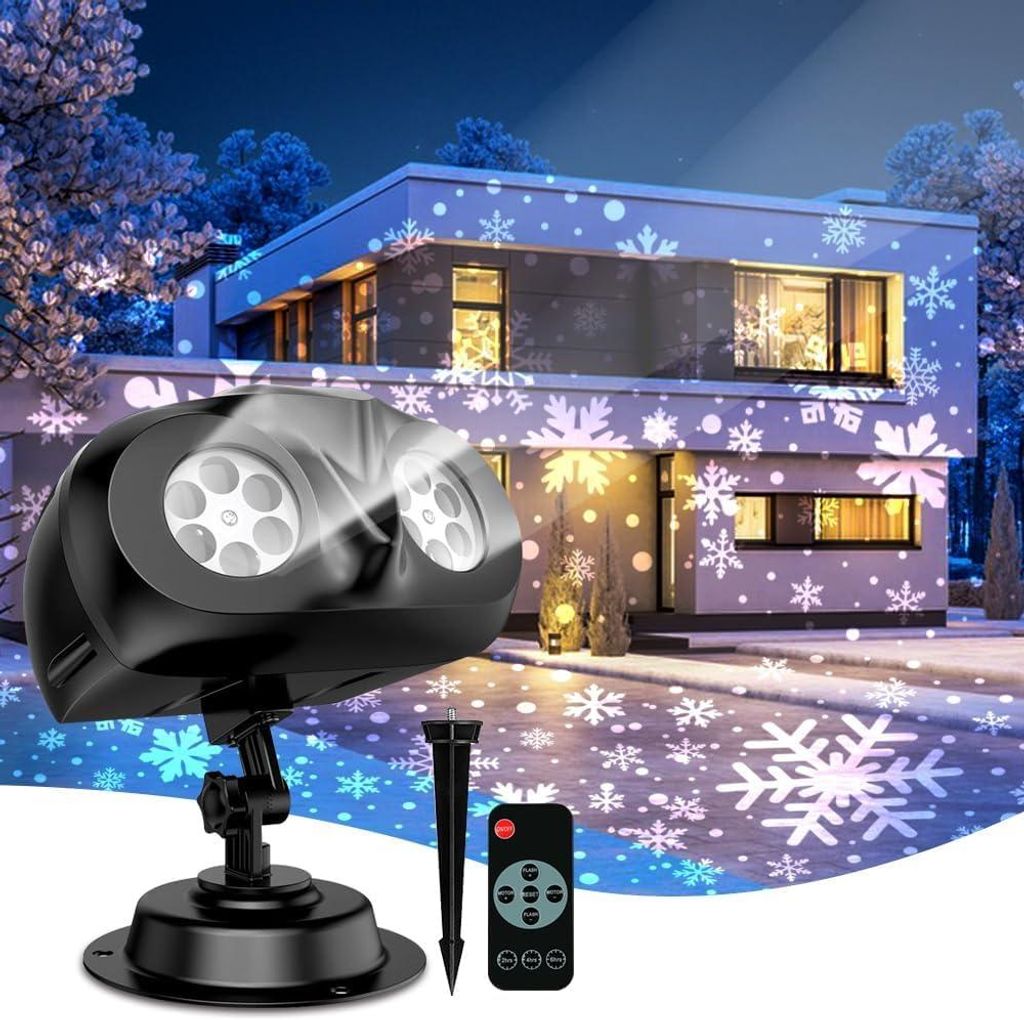 Schneeflockenprojektor, Weihnachtsdekoration, LED-Projektionslampe, weiß