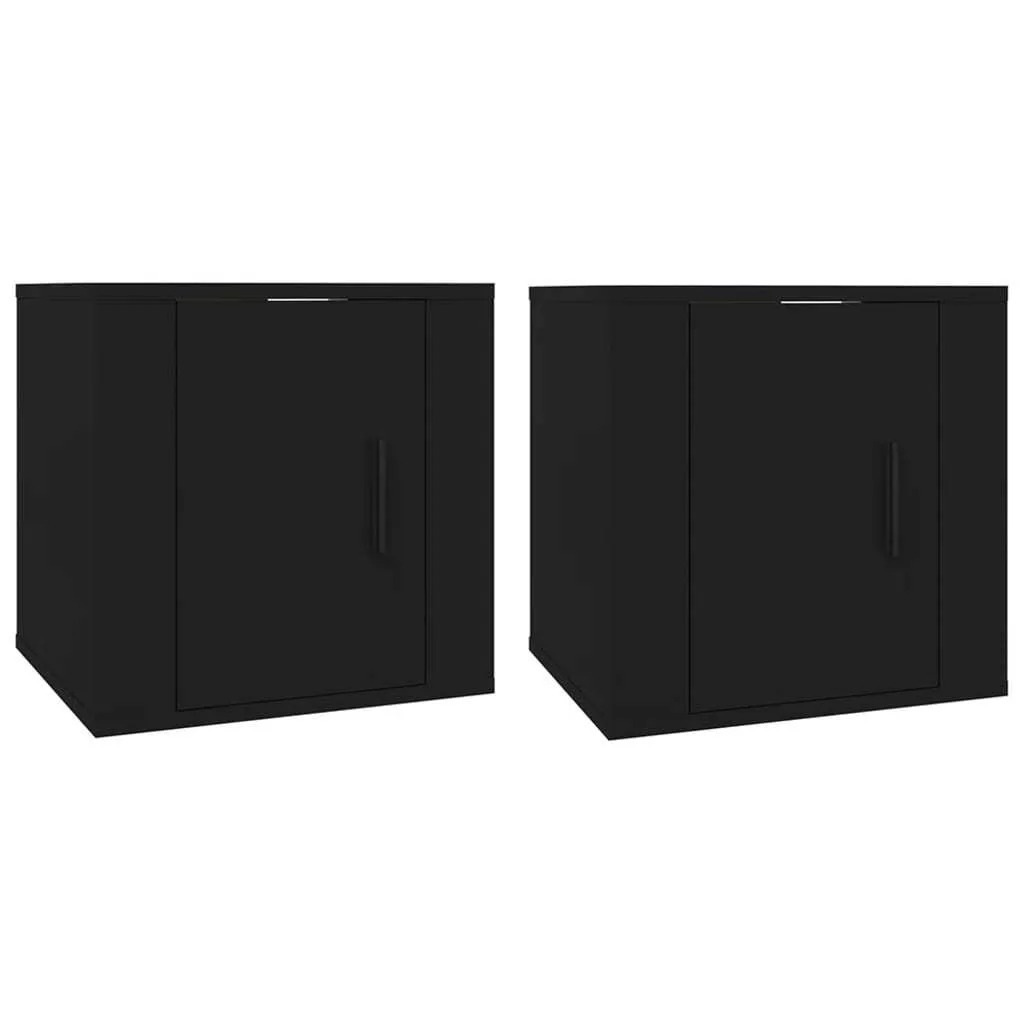 Coppia Mobili Porta TV Sospesi Neri 40x40x34.5 | Parete Attrezzata Low Cost
