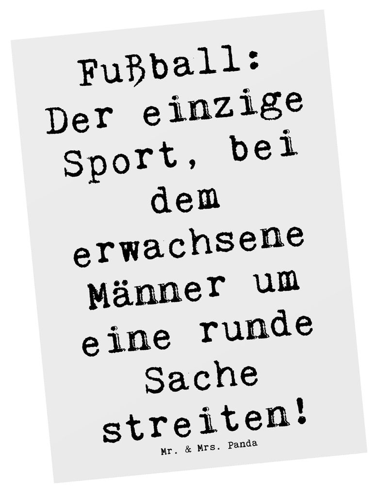 Mr. & Mrs. Panda Postkarte Spruch Fußballspiel - Weiß - Geschenk, Trainer, Erwachsene, Postkarten, Ansichtskarten, Sportler Geschenke, Männer, T...