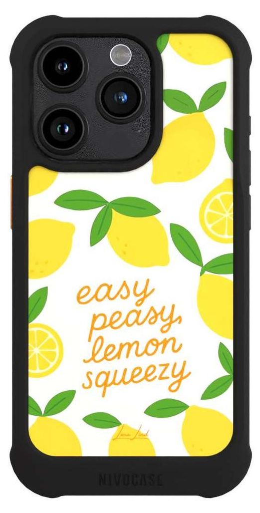 NIVOCASE Hülle für Apple iPhone 15 Pro Stoßfeste Handyhülle NIVOmax Case Schwarz Statement Zitrone Spruch