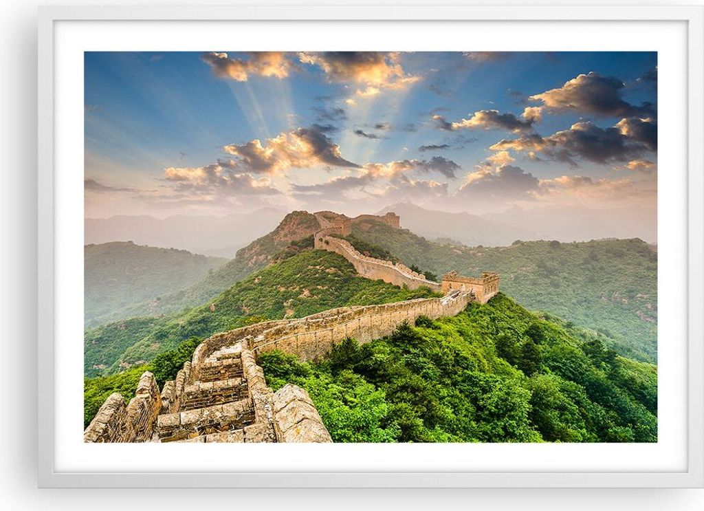 Gerahmtes Poster - Weißer Rahmen - Wand Berg asiatisch china - 70x50 cm - Wand Bild - Wanddeko - Wandbilder - Kunstposter - Wandposter - Bilderrah...