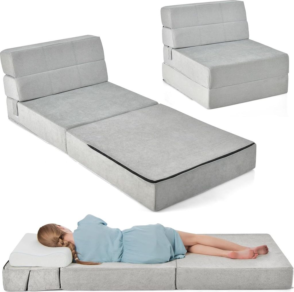 GOPLUS Bodensofa mit Schlaffunktion, 3 in 1 Klappbares Produktbild 