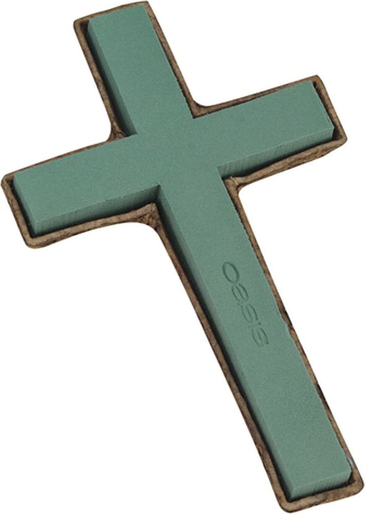 Steckschaum Kreuz klein für Trauerfloristik, Biologisch Abbaubar, Grünes Gedenkkreuz-Set 42cm 4St