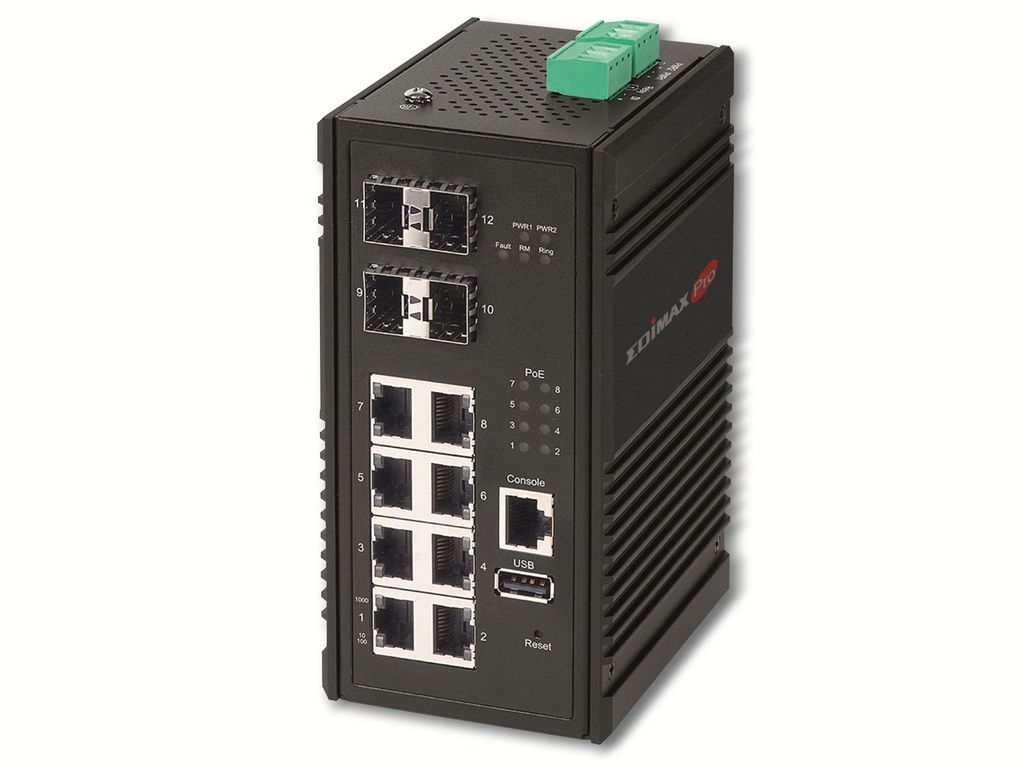 EDIMAX Switch Industrial 8-Port Gigabit PoE+ WebM. 4xSFP