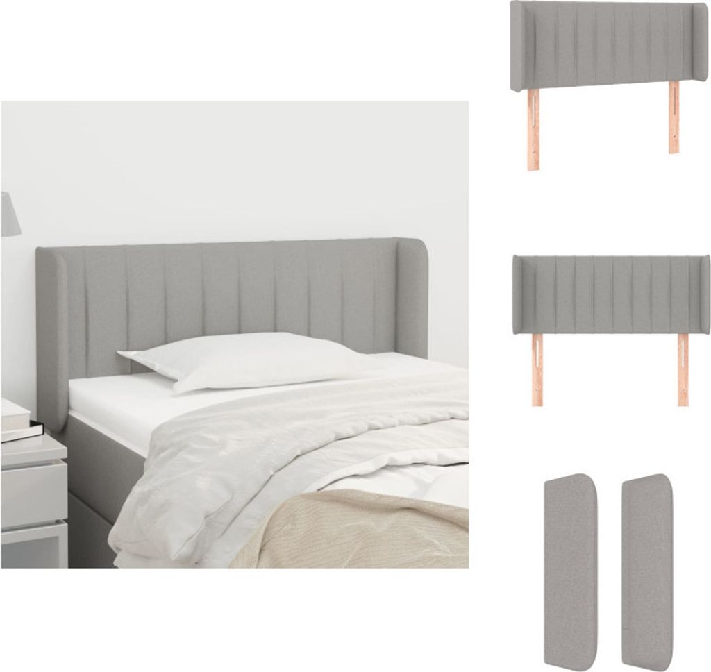 vidaXL Kopfteil mit Ohren Hellgrau 103x16x78/88 cm Stoff - Kopf- & Fußenden