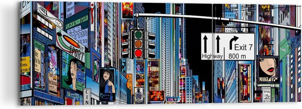 Bild auf Leinwand - Leinwandbild - Manhattan New York Straße - 120x40cm - Wand Bild - Wanddeko - Leinwanddruck - Bilder - Kunstdruck - Wanddekorat...