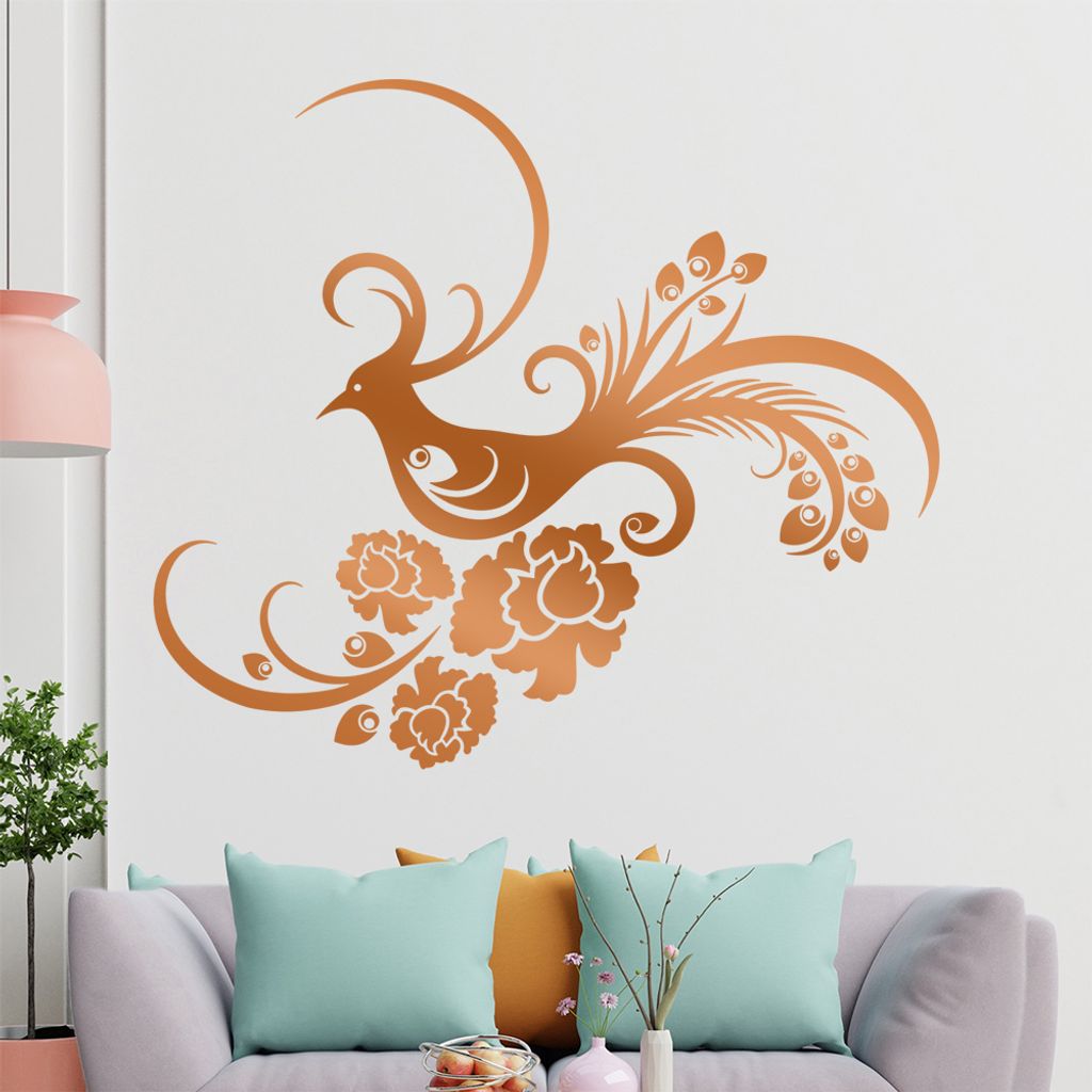 Fasan Ranke Tribal Wandtattoo in 6 Größen - Wandaufkleber Wall Sticker - Dekoration, Küche, Wohnzimmer, Schlafzimmer, Badezimmer