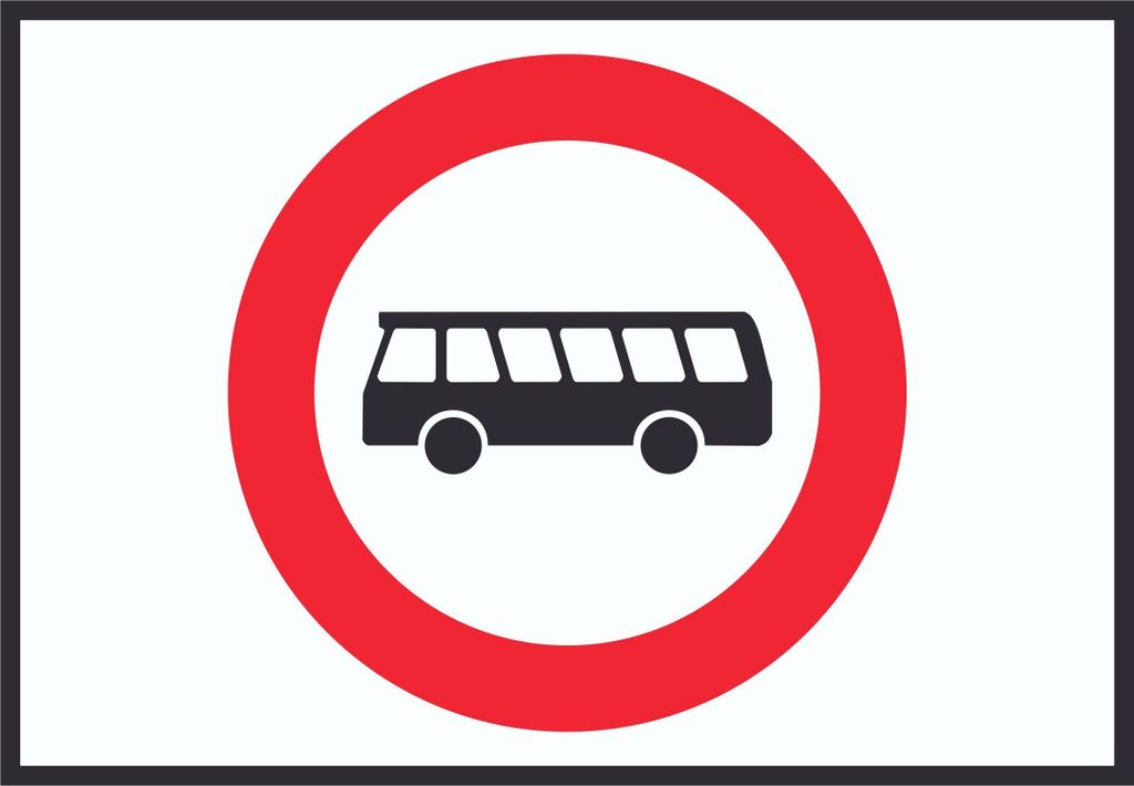 Durchfahrt verboten Bus Symbol Schild A4 Rückseite selbstklebend