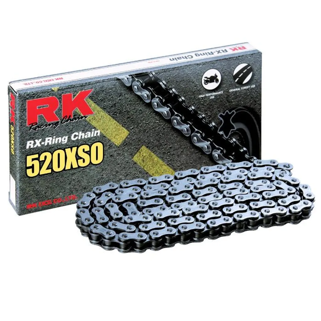 Chaîne moto RK 520XSO 114 maillons idéale pour voyages et longs trajets